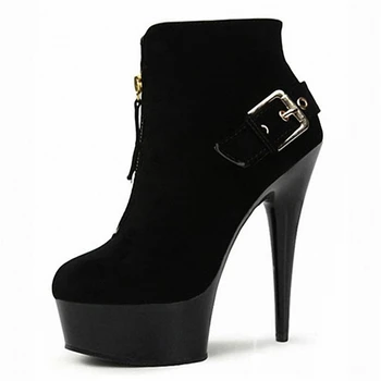 

New winter boots with thin heels, extra high heels, belt buckle ankle boots with side zipper Martin boots in women's sizes