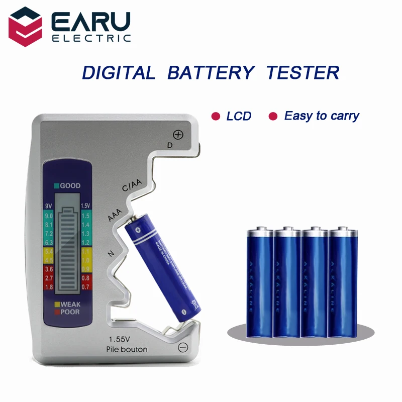 C 1,5V AAA Digital Batteriezähler Universal Button Zellen Batterie Volt Tester Checker für AA 9V D 
