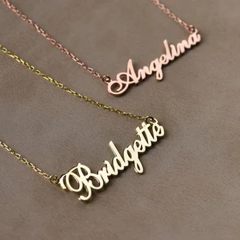 

Personalized Custom English Nameplate Necklace For Women Stainless Steel Chain Choker Female Letter Necklace