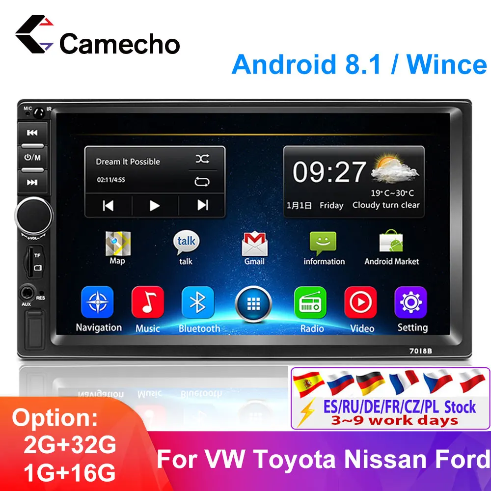 Автомагнитола Camecho 2 din Android 8 1 GPS мультимедийный видеоплеер универсальная для