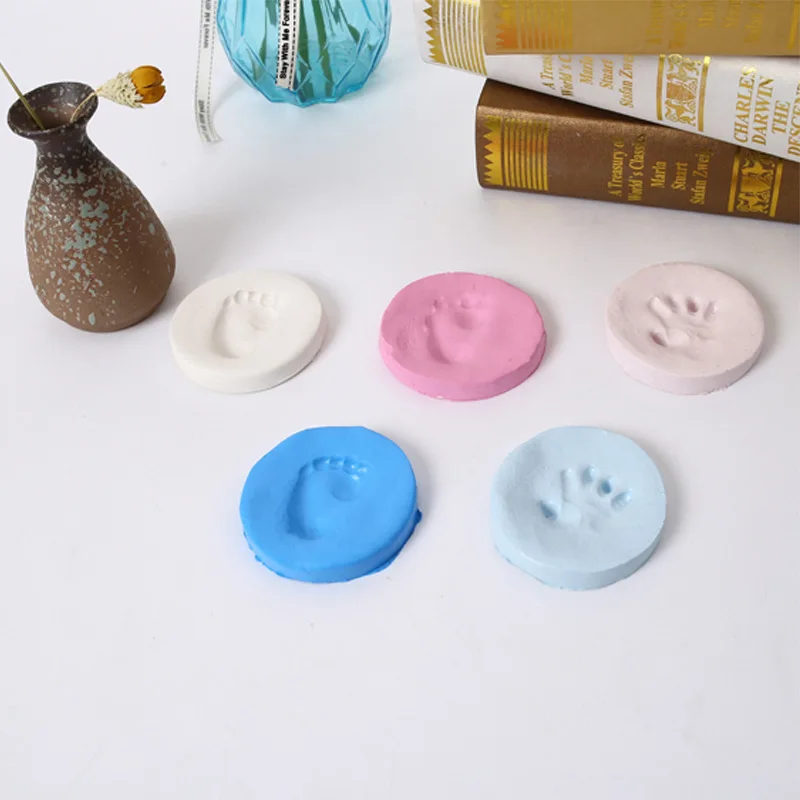 Kit de impresión de huella dactilar para bebé, arcilla de modelado suave de aire seco, registro de crecimiento infantil, recuerdo, juguete artesanal