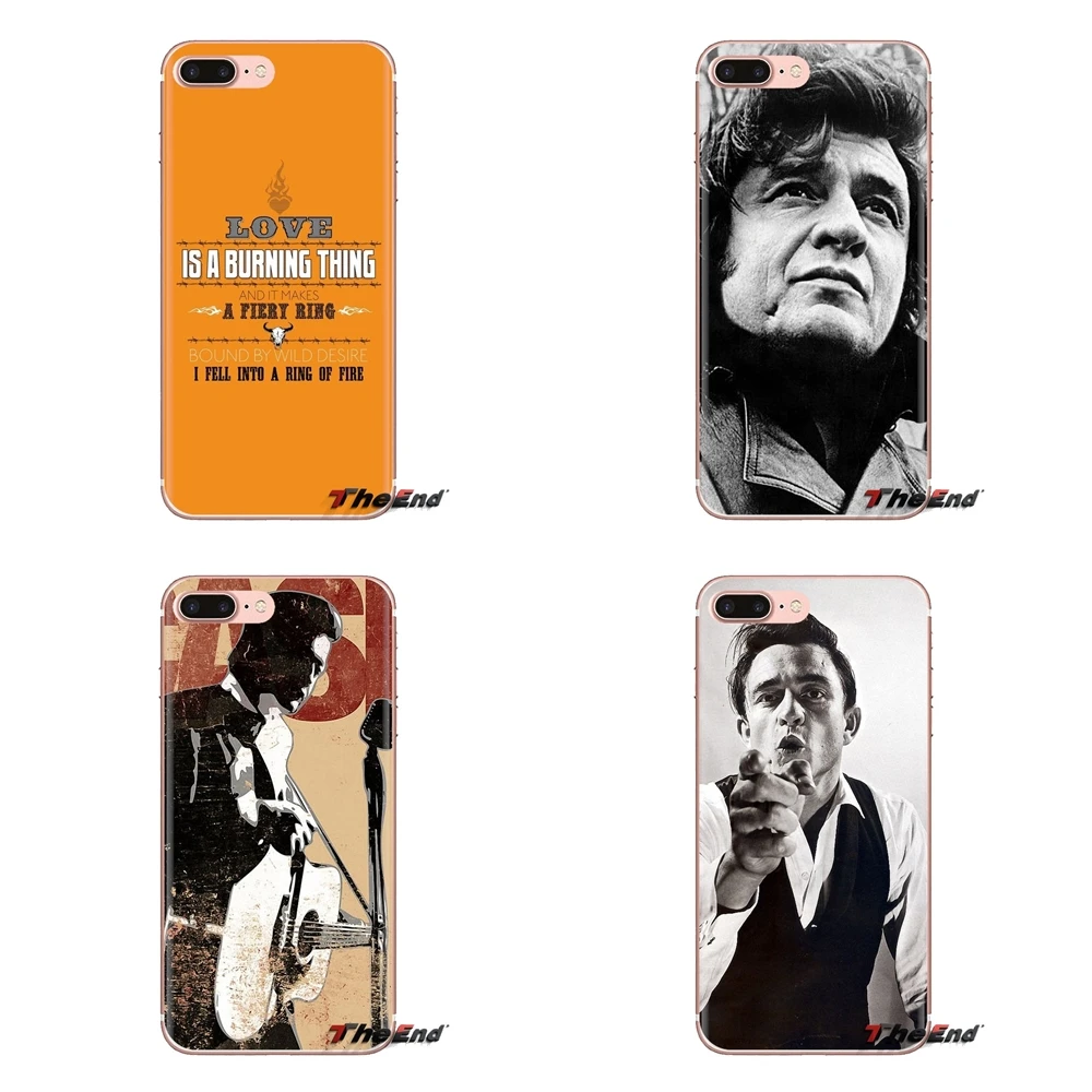 Transparent TPU Bag Case For Samsung Galaxy S3 S4 S5 Mini S6 S7 Edge S8 S9 S10 Plus Note 3 4 5 8 9 Johnny Cash The Finger Singer |