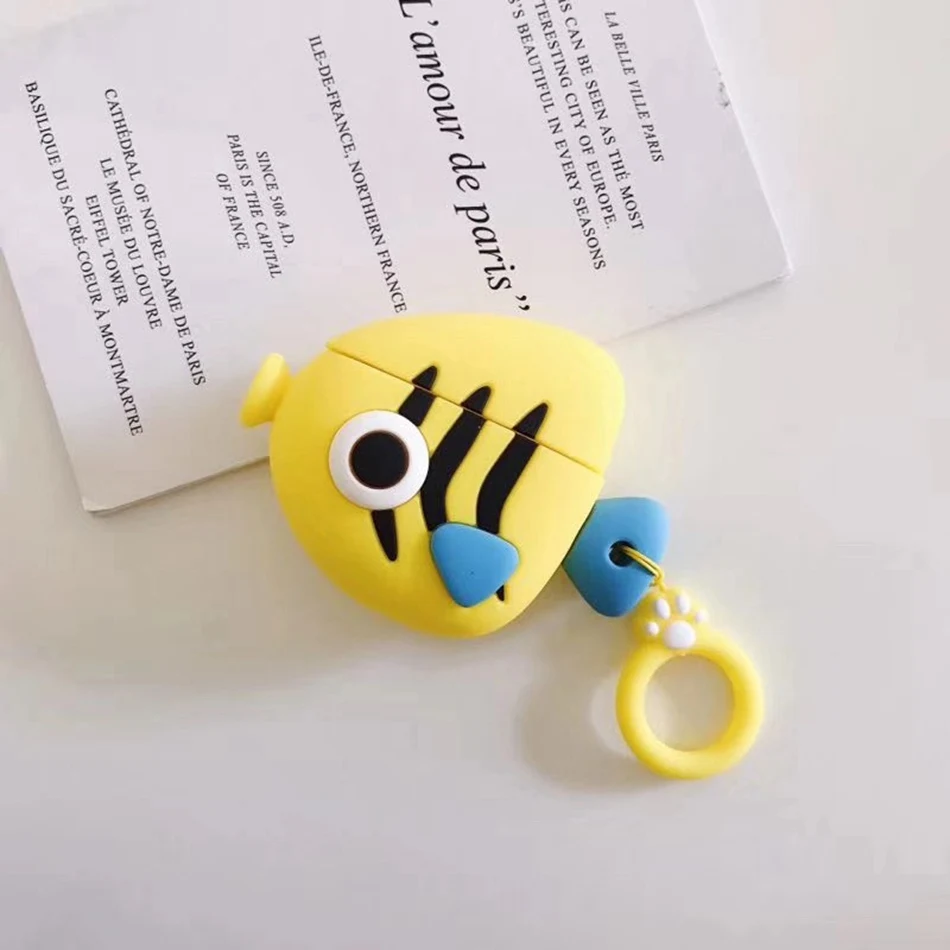 Чехол для наушников с динозавром для Airpods 2, чехол с милой рыбкой для Apple Air pods, силиконовый чехол с солнечным цветком, Радужный чехол для ушей, улыбка - Цвет: 217E