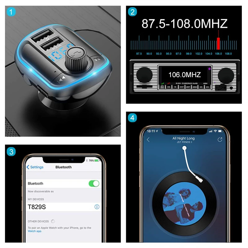 Новинка 2020 модулятор FM передатчика со вспышкой Bluetooth 5 0 автомобильный комплект