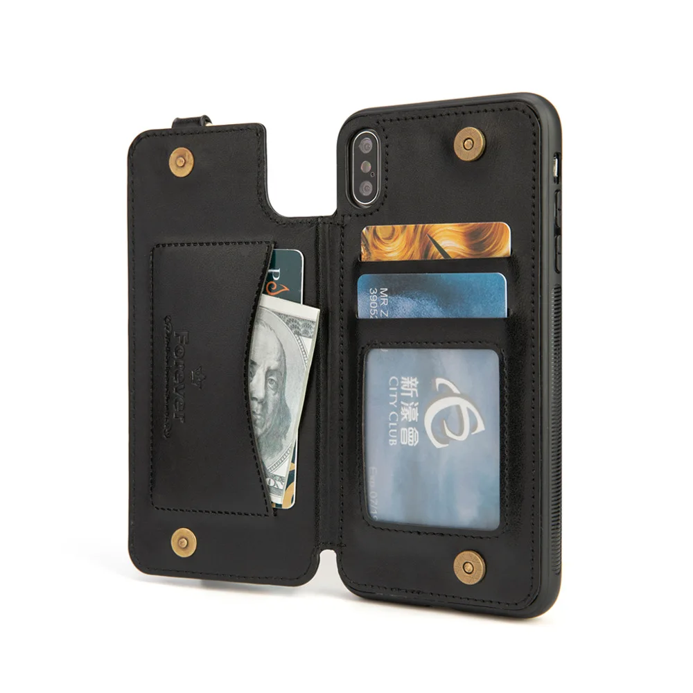 

Retro Oil Wax Leather Multi-functional RFID Apple Phone Case 3 Card Holder Mobile Phone Card Case Clutch Hanging Neck Bag