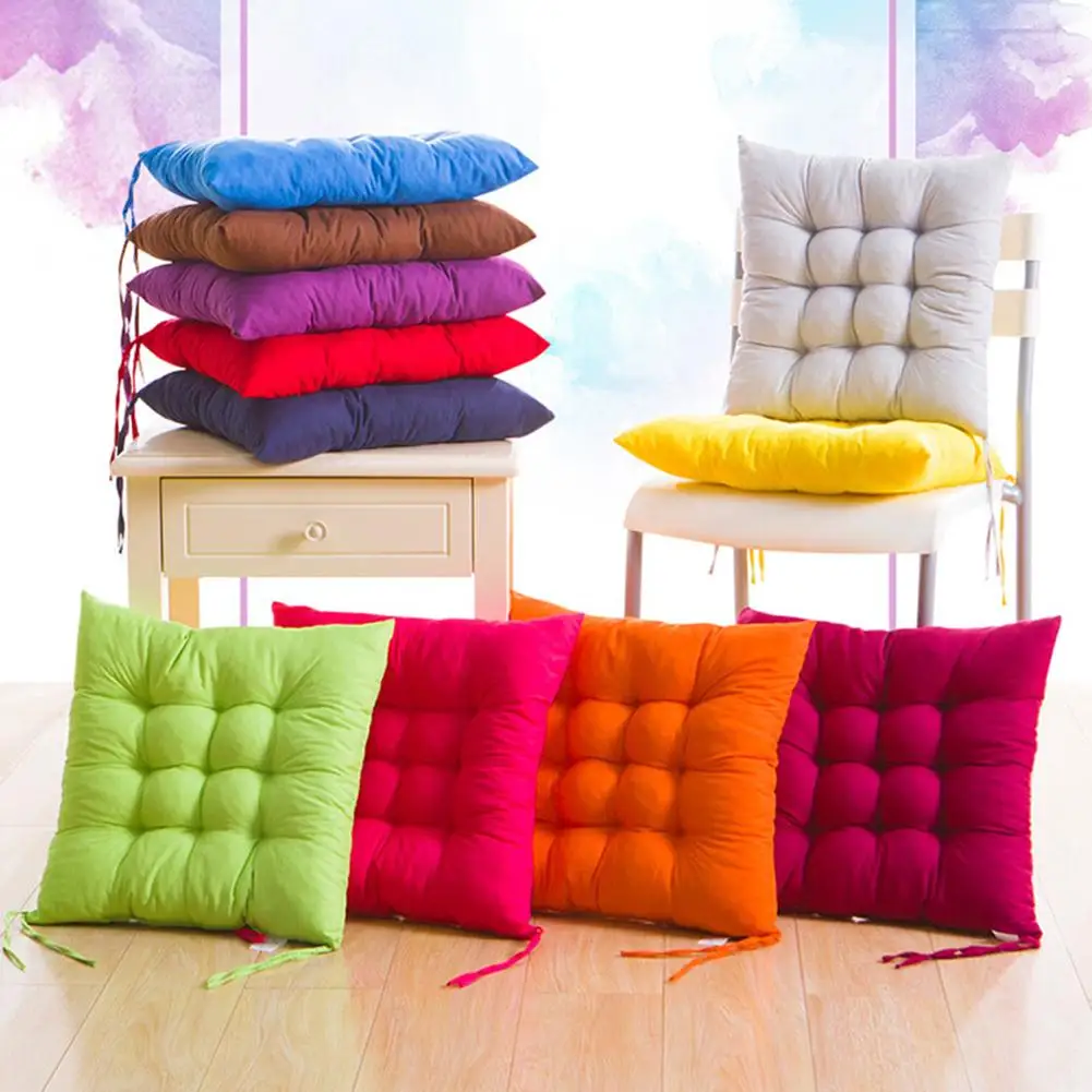 Soft Thicken Pad Chair Cushion Tie on Seat Square Chair Pad  Dining Room Kitchen Decor Outdoor Garden Sofa Buttocks Cushion