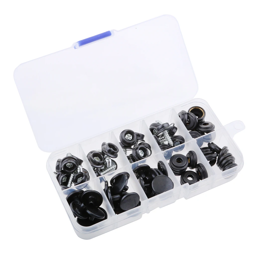 25 Set (75Pcs) Snap Button 12mm Screw Studs Fastener Socket for Canvas Boat Marine