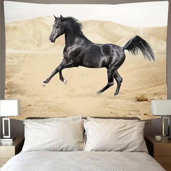 

Sunset desert running mustang tapestry pyramid big art tapestry psychedelic wall-mounted beach towel polyester fiber thin yoga
