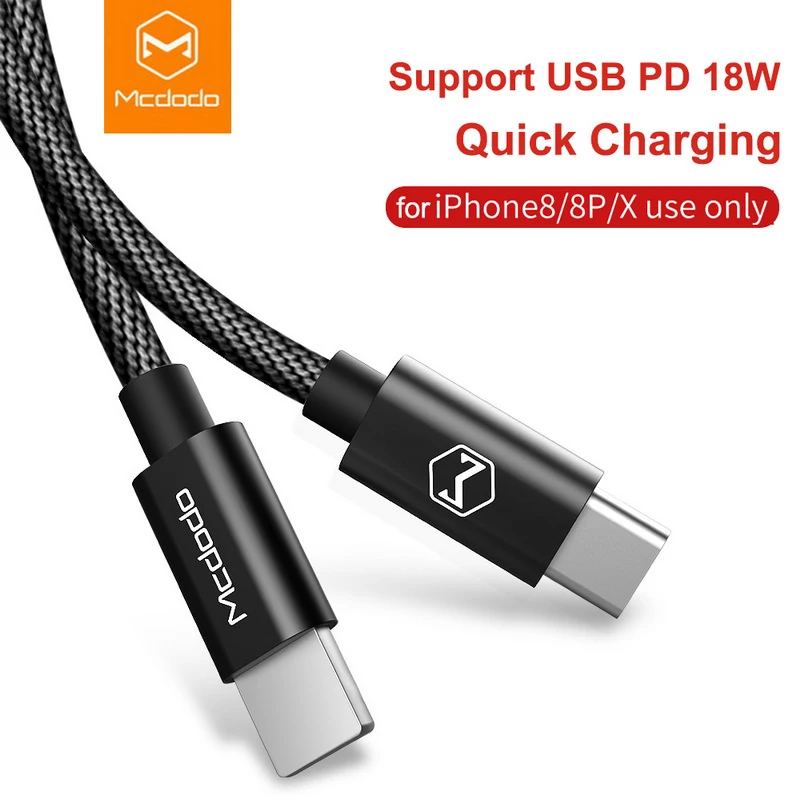 MCDODO PD Зарядное устройство USB кабель для iPhone 11 Pro XS MAX 8 7 6 Plus Тип USB C для быстрой зарядки USB-C зарядки мобильного телефона