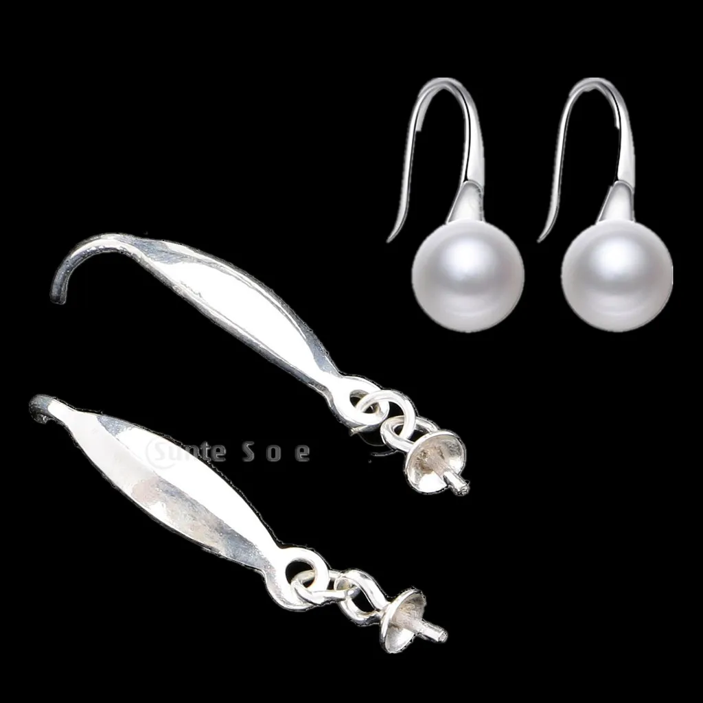 2x 925 Sterling Silver Flower Ear Wire Hooks Earring Findings Jewelry Beads