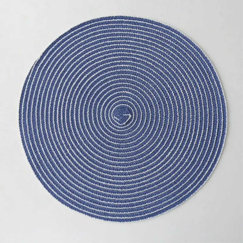 Cotton Yarn Round Placemat Woven Dining Table Mats No Slip Disc Bowl Pads Pot Holder Insulation Pad Drink Coasters Kitchen Decor - Цвет: Light Blue