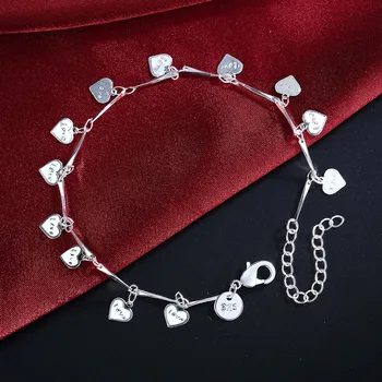 

925 Sterling Silver Couple Bracelet English Letter Tag LOVE Heart Pendant Thai Silver Hand Jewelry for Women Party Gift