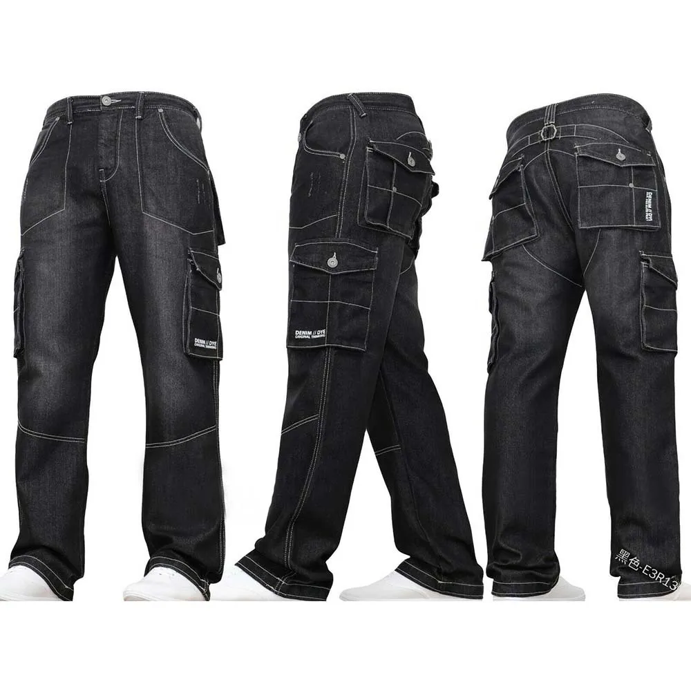 KIMSERE мужские мешковатые карго джинсы брюки с несколькими карманами Свободный крой повседневные тактические джинсовые брюки рабочая одежда джинсы размера плюс S-5XL
