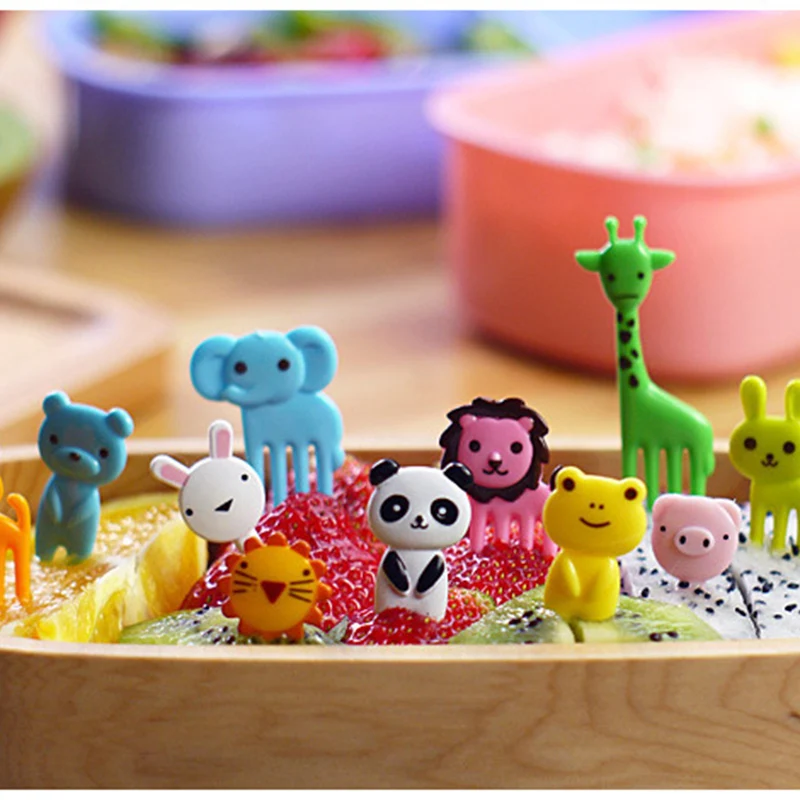 CuteZCute Bento вилка для еды 10 шт. жираф собака кот медведь обезьяна (цвет может