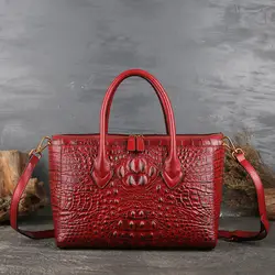 Ретро Аллигатор подлинные сумки женская сумка с текстурой под кожу крокодила емкость Повседневная крокодиловая сумка через плечо женская