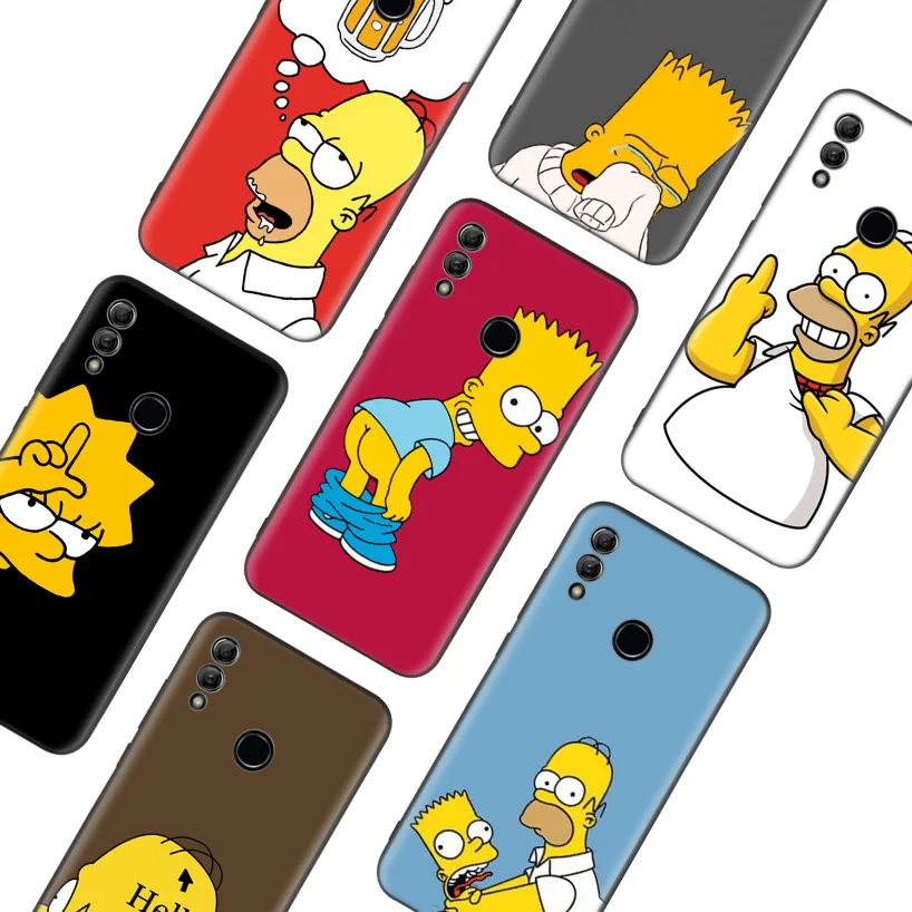 Funny Homer J Simpson Black Cover Phone Case for Huawei Y9 Y5 Y6 Y7 2019 Honor 2