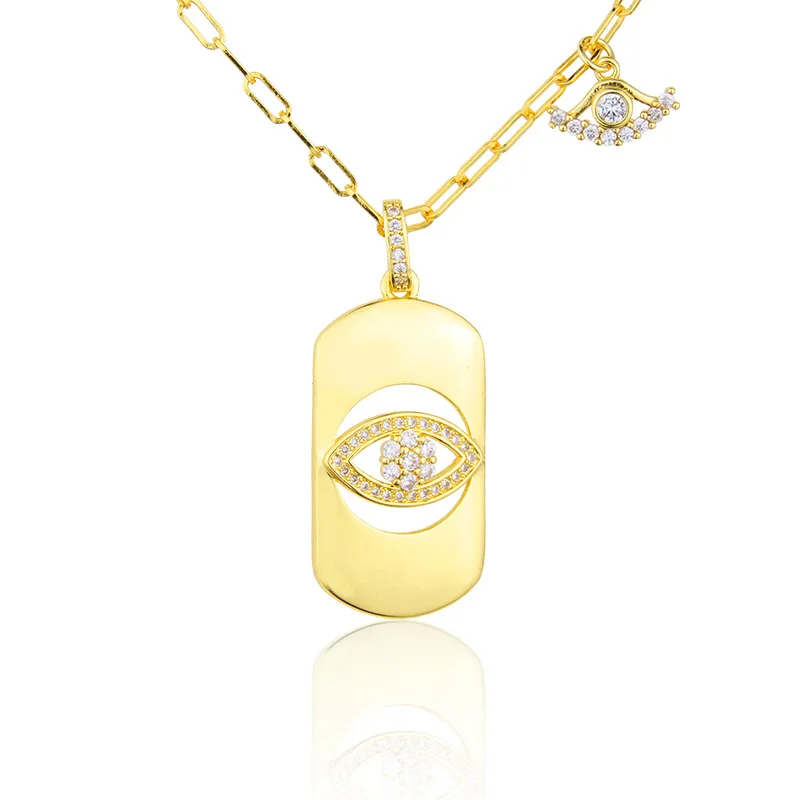 WTLTC Punk Stylish Hollow CZ Stone Eye Pendant Necklaces Statement Geometric Charms Layered Necklace Chokers Trendy INS Jewelry | Украшения