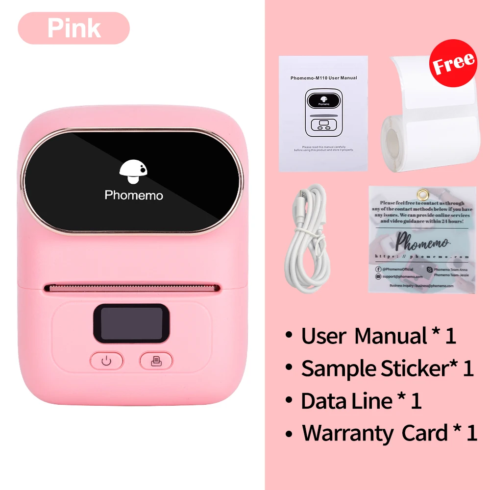 small phone printer Phomemo M110 Mini Portable Thermal Label Printer Multi-function Self-Adhesive Sticker Label Maker Machine for Office Clothes Tag mini handheld printer Printers