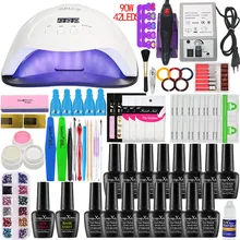 Набор для ногтей 90/8054/36 Вт УФ светодиодный светильник Сушилка и 16/10 шт. Комплект гель-лака для маникюра Набор для ногтей Гель-лак Инструменты для дизайна ногтей