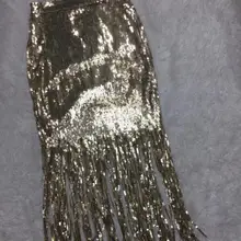 Новое поступление, женская сексуальная золотистая юбка с кисточками и пайетками, модные вечерние юбки в стиле рыбий хвост для ночного клуба