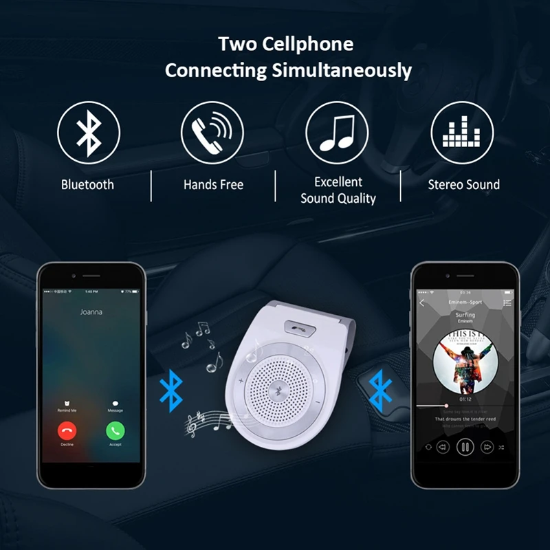 Автомобильный комплект Bluetooth, громкая связь, колонки, телефон, Bluetooth 4,1, Edr, беспроводной, солнцезащитный козырек, громкая связь, вызов, T821