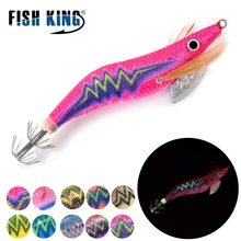 FISH KING 8/11.5/14/19.5g Hard Bait Luminous Squid Jig Sea Fishing Lure 2.0/2.5/3.0/3.5# Shrimp Cuttlefish Squid Hook Rig