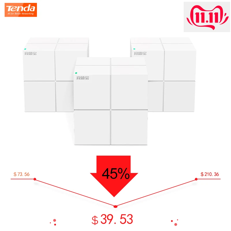 

Tenda MW6 Nova Mesh WiFi System MW3 Wireless Wifi Router AC1200 Dual-Band for Whole Home Wifi Coverage Nova Mesh Wireless Bridge