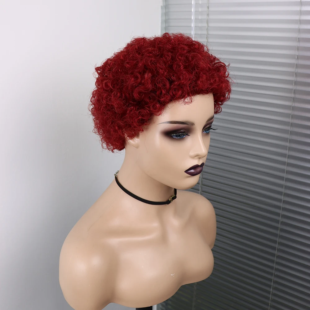 Short Curly Hair Wigs Pixie Cut Brazilian Human Hair For Black Women Natural Black 150% Density Glueless Afro Kinky Curly Wig