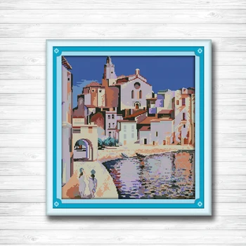

Africa Port of Algiers Scenery dmc 14CT 11CT counted cross stitch Needlework Set Embroidery kits chinese cross stitch Home decor