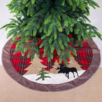 

42inch Red Non-Woven Christmas Tree Skirt Aprons elk Decoration for Home Xmas Tree Skirt New Year