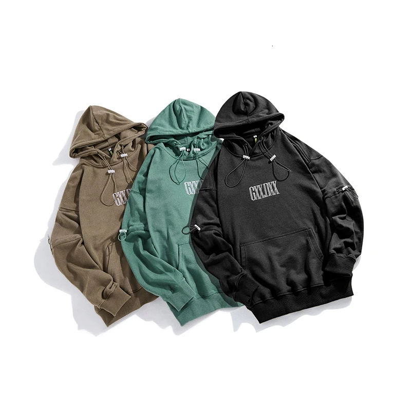 

YUECHEN Spring And Autumn Men's Casual Harajuku New Loose Letter Printing Solid Color Hooded Hoodies Pocket Decoration