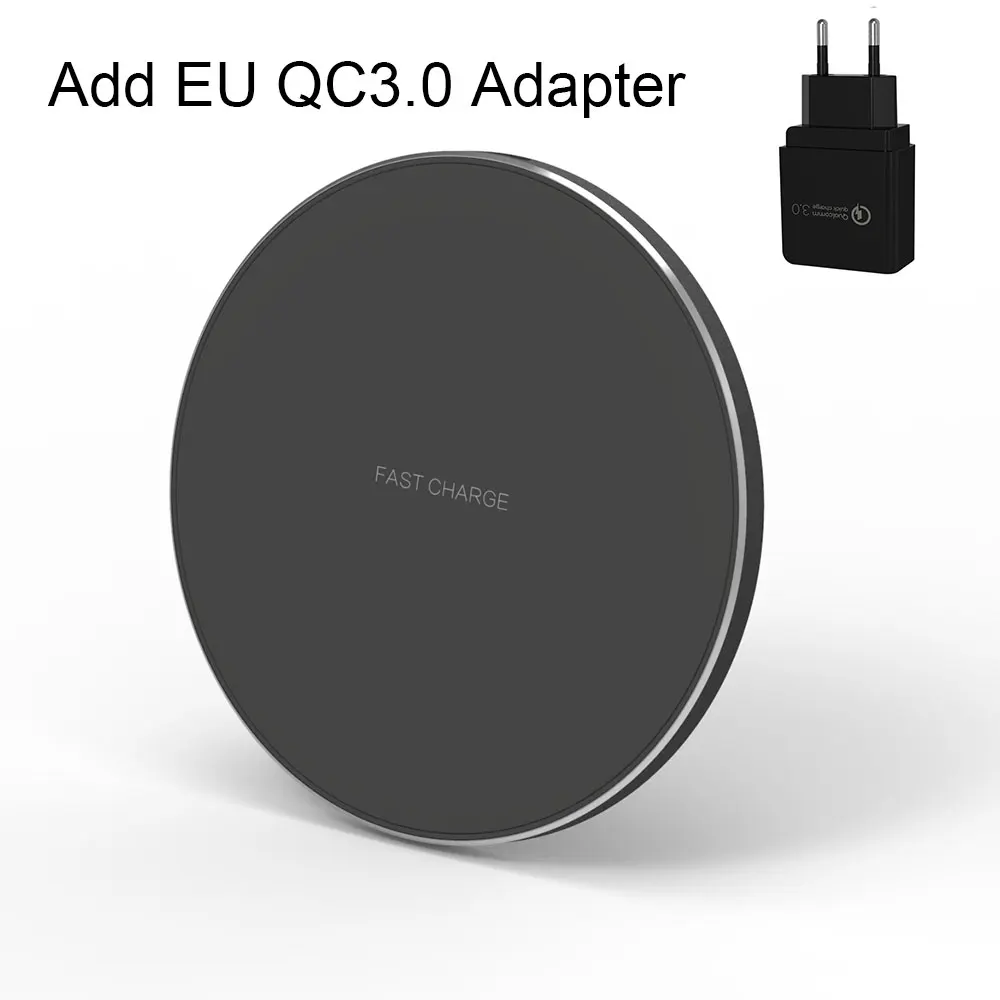 Add EU QC3.0 Adapter 15 Вт Быстрое беспроводное зарядное устройство QI для samsung Note 10 S10 Plus huawei P30 Pro Xiaomi Mi9 iPhone XR X XS Max 8 Индукционная зарядка - Цвет: Add EU QC3.0 Adapter