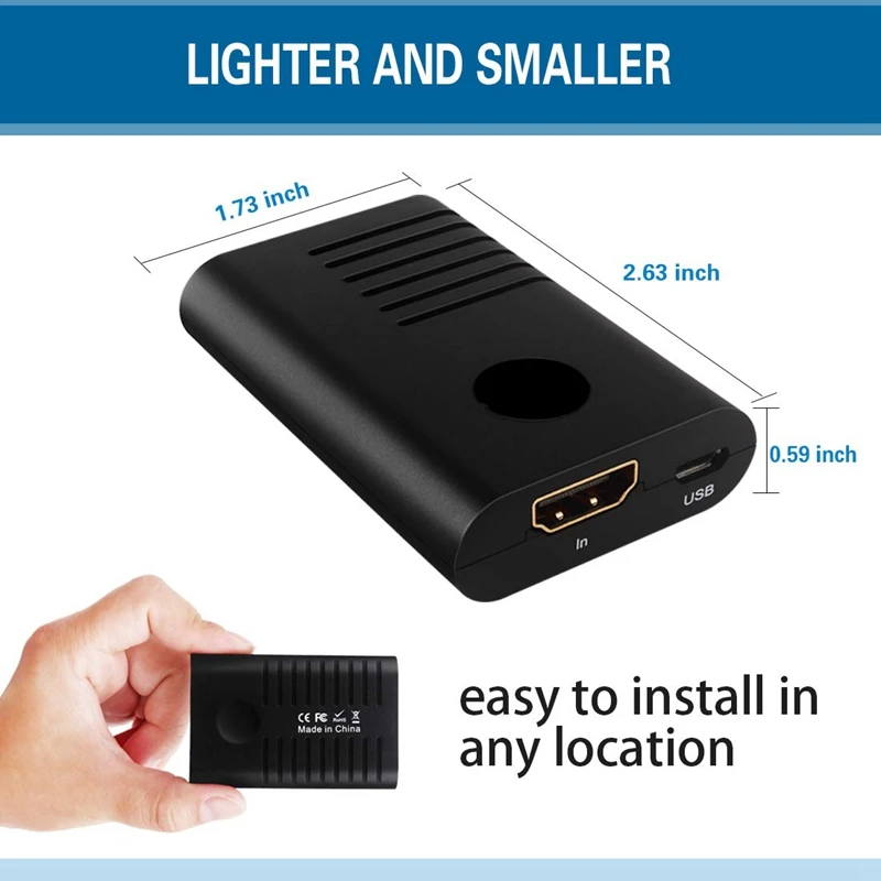Усилитель сигнала ретранслятора HDMI 2,0, усилитель HDMI 4K Mini HDMI удлинитель Ретранслятор поддержка 4K x 2 K, 3D, 1080 P, быстрый и без потерь T