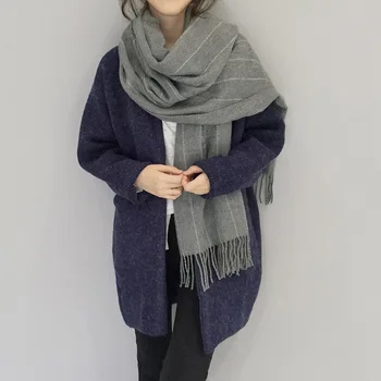 

Autumn Winter Female Wool Scarf Women men Cashmere Scarves Wide Lattices Long Shawl Wrap Blanket Warm Tippet Drop Ship
