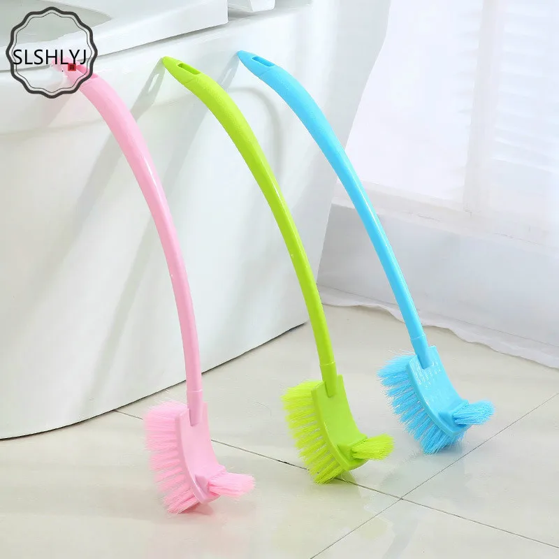 

SLSHLYJ Double-sided long handle toilet brush plastic curved toilet brush furniture bathroom cleaning brush toilet brush