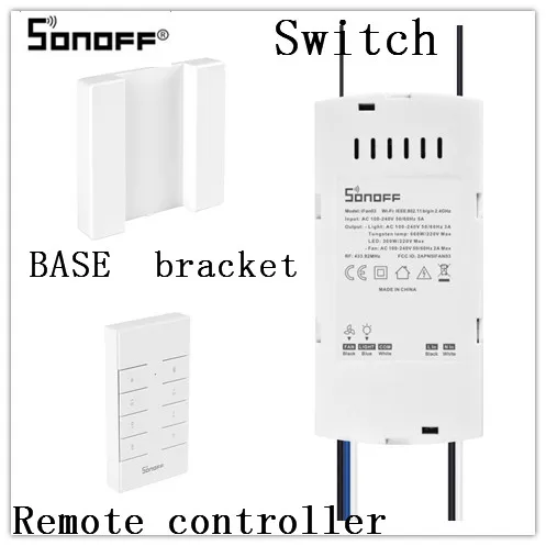 

3 in 1SONOFF IFan03 Wi-Fi Ceiling Fan And Light Controller Supplied with RM433 remote controller Remote control BASE