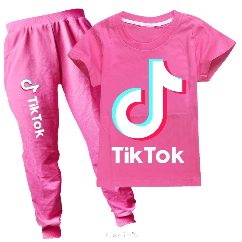 Tik Tok комплекты одежды для мальчиков Сезон весна-лето Хлопковая футболка + штаны