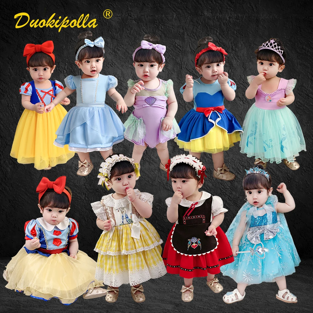 

Infant Party Princess Dress Girl Baby Clothing Snow White Cinderella Little Mermad Newborn Jumpsuit Dress Spain Kids Clothes