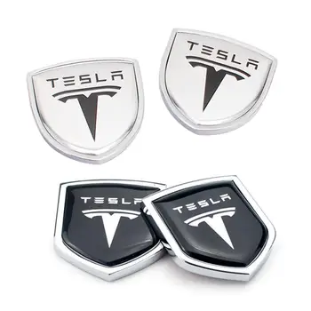 

2pcs Alloy Emblem Window Side Car Stickers Auto Decoration For Tesla Roadster Cybertuck Model 3 S X Y Car Styling Accessories