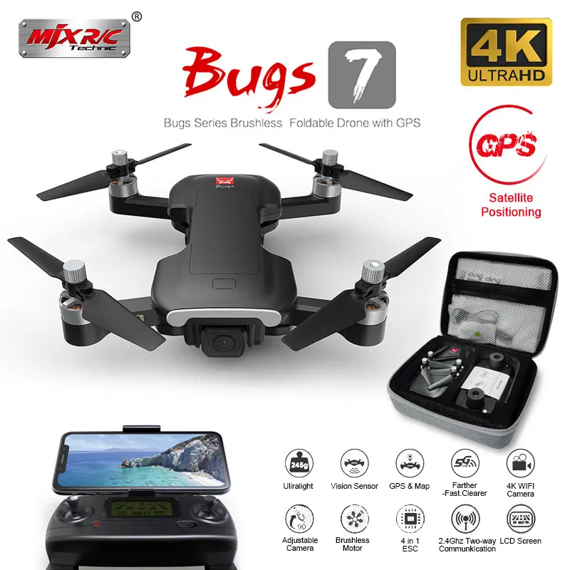 MJX bugs 7 B7 GPS Дрон Квадрокоптер с дистанционным управлением 4K видео