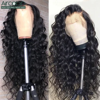 

Aircabin 32 30 Inch 13x6 HD T Type Lace Front Wigs Loose Deep Wave Brazilian Remy Human Hair Transparent Lace Wigs For Women