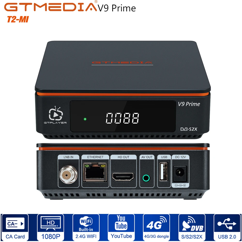 GTMEDIA V9 SÚPER DVB S2 Ricevitore satellitare TV Digitale decodificatore satellitare H.265 Soporte 1080P IPTV Full HD PowerVu Biss Newca CCCAM con Wifi incorporato