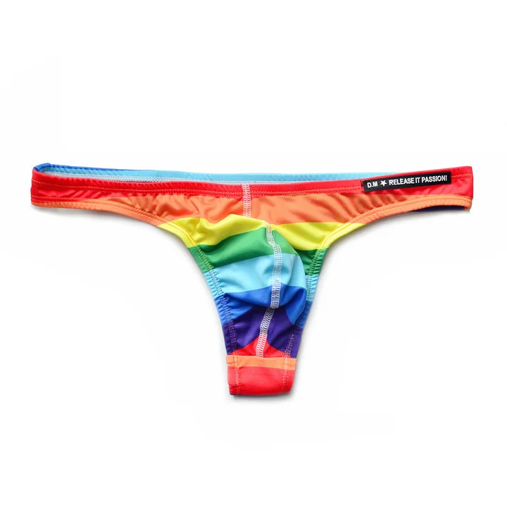 Разноцветные Мини-трусы, мужские стринги, одежда для плавания, супер сексуальные трусы-танга для геев, бикини, купальный костюм, Т-образные трусики Desmiit - Цвет: Thong
