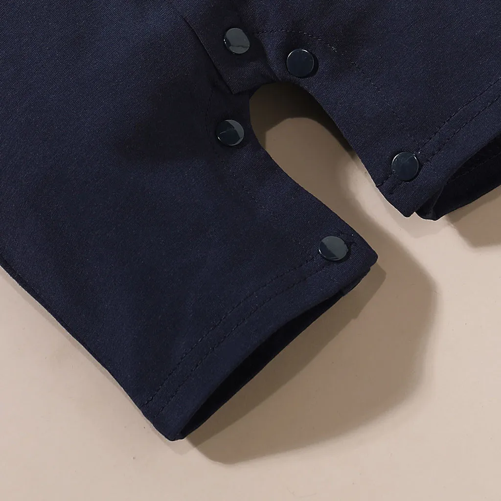 Newborn Infant Baby Boys clothes Solid Gentleman Tie Romper Jumpsuit Outfits Baby Clothing Short Sleeve T-shirt #C