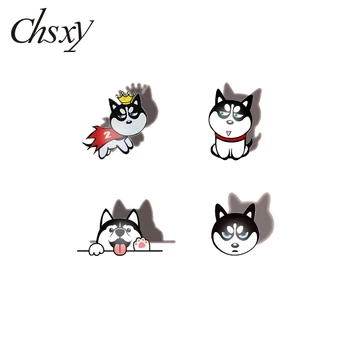 

CHSXY Lovely Little Husky Acrylic Brooch Pin Pet Dog Epoxy Art Lapel Pins Badges Denim Jackets Collar Jewelry for Animal Lovers