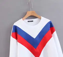 2018 осенний Новый стиль, простой разноцветный пуловер с вырезом лодочкой, толстовка с капюшоном, женская Свободная куртка с длинным рукавом
