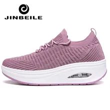 Прогулочная обувь с воздушной подушкой, сетчатая корзина с делениями, женские кроссовки, визуально увеличивающие рост, для улицы, спортивная легкая обувь Teni Feminino, обувь для бега розового цвета