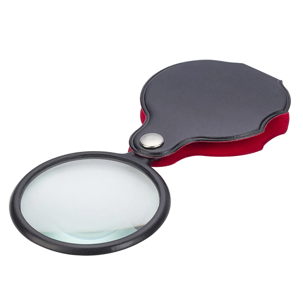 Mini Magnifier 8x Foldable Pocket Magnifier Portable 50mm Jewelry Reading Magnifying Glass Loupe acid litmus paper