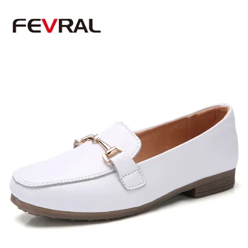 

FEVRAL 2020 Summer Woman Oxford Shoes Ballerina Flats Shoes Woman Genuine Leather Shoes Moccasins Slip-On Loafers White Shoes