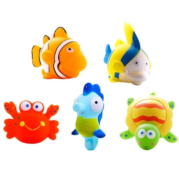 

5Pcs Mixed Animals Baby Bath Toys Kids Cartoon Little Squirters Infant Water Tub Toy Newborn Shower Toy Squeeze Squirters Toy
